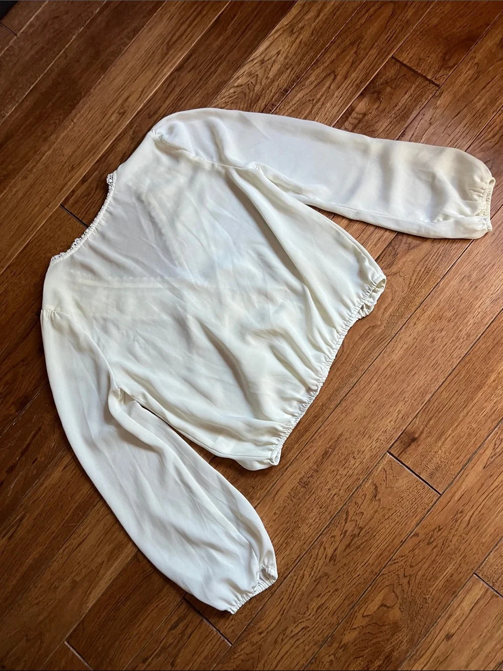 miami Cream Lace-Trim Surplice Blouse